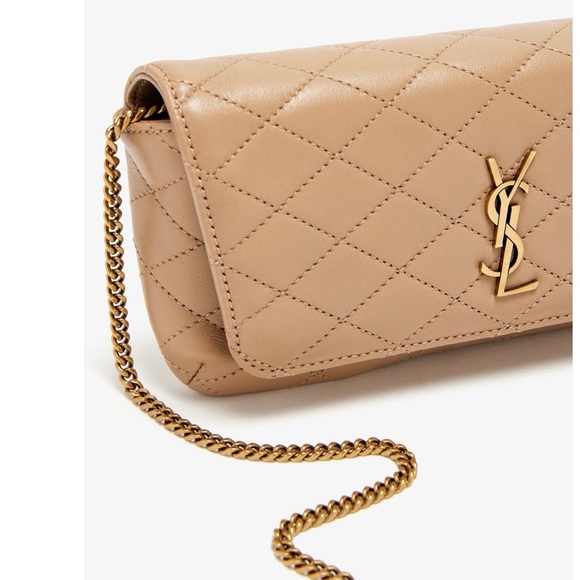 Yves Saint Laurent YSL Gaby Quilted Beige Leather phone Shoulder Bag NWT - Picture 3 of 4